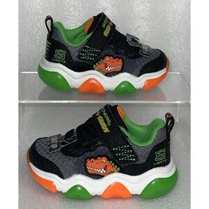 S Lights By Skechers Dinosaur Bolt 2.0 Sneakers Stretch Laces Toddler Boy Size 6
